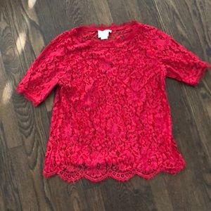 Anthropologie pink lace top